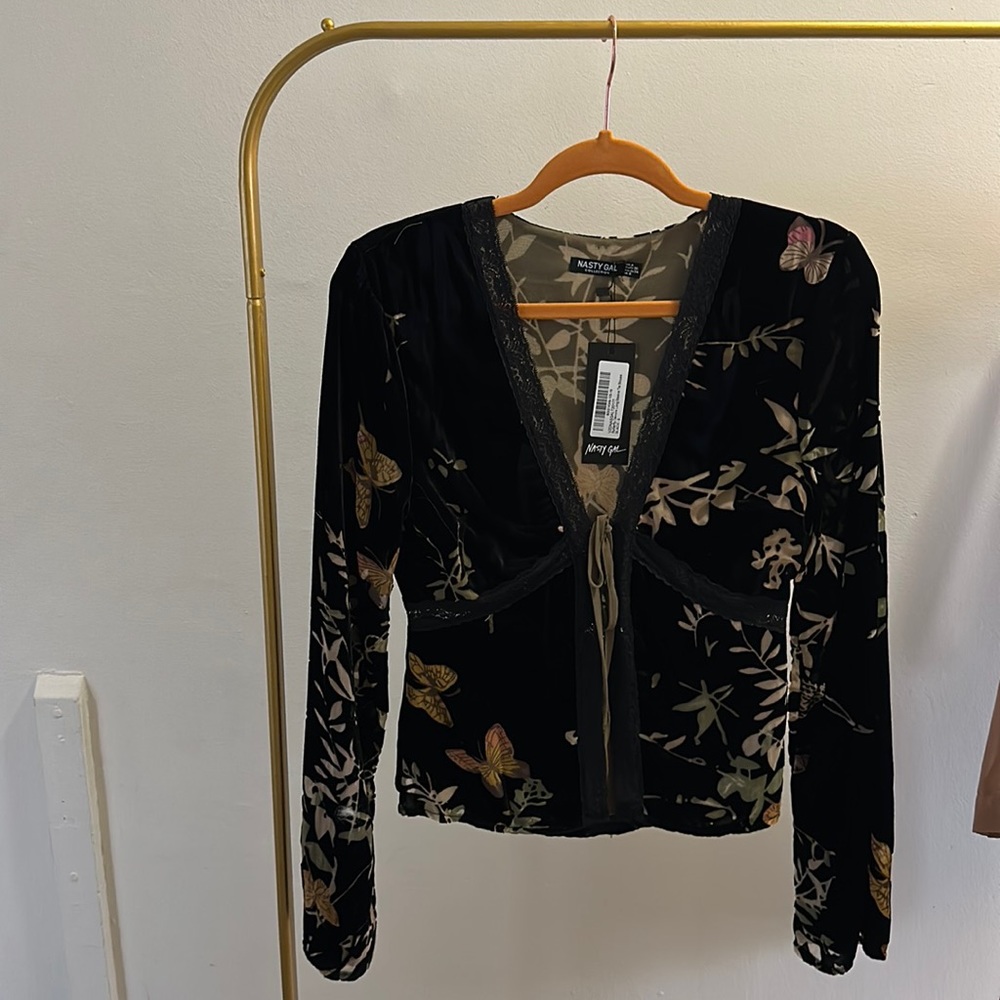 Black Velvet Butterfly/Floral Pattern.